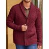 Runcati Mens Shawl Collar Cardigan Sweater Cable Knitted Button Down Sweaters Chunky Fall Winter Outwear(Burgundy)