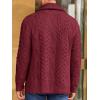 Runcati Mens Shawl Collar Cardigan Sweater Cable Knitted Button Down Sweaters Chunky Fall Winter Outwear(Burgundy)