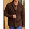 Runcati Mens Shawl Collar Cardigan Sweater Cable Knitted Button Down Sweaters Chunky Fall Winter Outwear(Coffee)