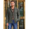 Runcati Mens Shawl Collar Cardigan Sweater Cable Knitted Button Down Sweaters Chunky Fall Winter Outwear(Dark Grey)