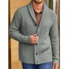 Runcati Mens Shawl Collar Cardigan Sweater Cable Knitted Button Down Sweaters Chunky Fall Winter Outwear(Grey)