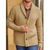 Runcati Mens Shawl Collar Cardigan Sweater Cable Knitted Button Down Sweaters Chunky Fall Winter Outwear(Khaki)