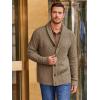 Runcati Mens Shawl Collar Cardigan Sweater Cable Knitted Button Down Sweaters Chunky Fall Winter Outwear(Light Brown)