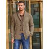 Runcati Mens Shawl Collar Cardigan Sweater Cable Knitted Button Down Sweaters Chunky Fall Winter Outwear(Light Brown)
