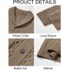 Runcati Mens Shawl Collar Cardigan Sweater Cable Knitted Button Down Sweaters Chunky Fall Winter Outwear(Light Brown)