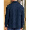 Runcati Mens Shawl Collar Cardigan Sweater Cable Knitted Button Down Sweaters Chunky Fall Winter Outwear(Navy Blue)