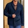 Runcati Mens Shawl Collar Cardigan Sweater Cable Knitted Button Down Sweaters Chunky Fall Winter Outwear(Navy Blue)