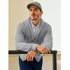 Runcati Mens Shawl Collar Cardigan Sweaters Button Down Open Front Knitwear Cable Knitted Ribbed Jackets Outwear(Gray)