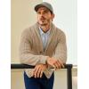 Runcati Mens Shawl Collar Cardigan Sweaters Button Down Open Front Knitwear Cable Knitted Ribbed Jackets Outwear(Khaki)