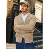 Runcati Mens Shawl Collar Cardigan Sweaters Button Down Open Front Knitwear Cable Knitted Ribbed Jackets Outwear(Khaki)