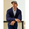 Runcati Mens Shawl Collar Cardigan Sweaters Button Down Open Front Knitwear Cable Knitted Ribbed Jackets Outwear(Navy)