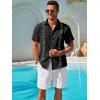 Runcati Mens Short Sleeve Guayabera Shirts Button Down Cuban Casual Mexican Shirts Summer Beach Wedding Linen Tops(Black)