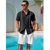 Runcati Mens Short Sleeve Guayabera Shirts Button Down Cuban Casual Mexican Shirts Summer Beach Wedding Linen Tops(Black)