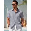 Runcati Mens Short Sleeve Guayabera Shirts Button Down Cuban Casual Mexican Shirts Summer Beach Wedding Linen Tops(Gray)