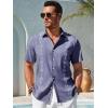 Runcati Mens Short Sleeve Guayabera Shirts Button Down Cuban Casual Mexican Shirts Summer Beach Wedding Linen Tops(Navy)