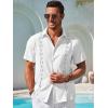 Runcati Mens Short Sleeve Guayabera Shirts Button Down Cuban Casual Mexican Shirts Summer Beach Wedding Linen Tops(White)