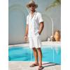 Runcati Mens Short Sleeve Guayabera Shirts Button Down Cuban Casual Mexican Shirts Summer Beach Wedding Linen Tops(White)