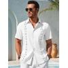 Runcati Mens Short Sleeve Guayabera Shirts Button Down Cuban Casual Mexican Shirts Summer Beach Wedding Linen Tops(White)