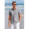 Runcati Mens Short Sleeve Guayabera Shirts Linen Cotton Button Down Mexican Embroidered Cuban Wedding Shirt Summer Beach Tops(03 Gray)