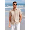 Runcati Mens Short Sleeve Guayabera Shirts Linen Cotton Button Down Mexican Embroidered Cuban Wedding Shirt Summer Beach Tops(03 Khaki)