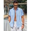 Runcati Mens Short Sleeve Guayabera Shirts Linen Cotton Button Down Mexican Embroidered Cuban Wedding Shirt Summer Beach Tops(03 Sky Blue)