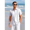 Runcati Mens Short Sleeve Guayabera Shirts Linen Cotton Button Down Mexican Embroidered Cuban Wedding Shirt Summer Beach Tops(03 White)