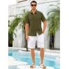 Runcati Mens Short Sleeve Guayabera Shirts Linen Cotton Button Down Mexican Embroidered Cuban Wedding Shirt Summer Beach Tops(04 Army Green)