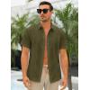 Runcati Mens Short Sleeve Guayabera Shirts Linen Cotton Button Down Mexican Embroidered Cuban Wedding Shirt Summer Beach Tops(04 Army Green)