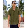 Runcati Mens Short Sleeve Guayabera Shirts Linen Cotton Button Down Mexican Embroidered Cuban Wedding Shirt Summer Beach Tops(04 Army Green)