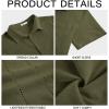Runcati Mens Short Sleeve Guayabera Shirts Linen Cotton Button Down Mexican Embroidered Cuban Wedding Shirt Summer Beach Tops(04 Army Green)