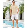 Runcati Mens Short Sleeve Guayabera Shirts Linen Cotton Button Down Mexican Embroidered Cuban Wedding Shirt Summer Beach Tops(04 Beige)