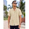 Runcati Mens Short Sleeve Guayabera Shirts Linen Cotton Button Down Mexican Embroidered Cuban Wedding Shirt Summer Beach Tops(04 Beige)