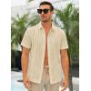 Runcati Mens Short Sleeve Guayabera Shirts Linen Cotton Button Down Mexican Embroidered Cuban Wedding Shirt Summer Beach Tops(04 Beige)