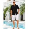 Runcati Mens Short Sleeve Guayabera Shirts Linen Cotton Button Down Mexican Embroidered Cuban Wedding Shirt Summer Beach Tops(04 Black)
