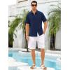 Runcati Mens Short Sleeve Guayabera Shirts Linen Cotton Button Down Mexican Embroidered Cuban Wedding Shirt Summer Beach Tops(04 Navy)