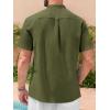 Runcati Mens Short Sleeve Guayabera Shirts Linen Cotton Button Down Mexican Embroidered Cuban Wedding Shirt Summer Beach Tops(05 Army Green)