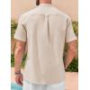 Runcati Mens Short Sleeve Guayabera Shirts Linen Cotton Button Down Mexican Embroidered Cuban Wedding Shirt Summer Beach Tops(05 Beige)