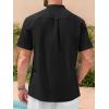 Runcati Mens Short Sleeve Guayabera Shirts Linen Cotton Button Down Mexican Embroidered Cuban Wedding Shirt Summer Beach Tops(05 Black)