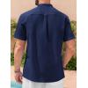 Runcati Mens Short Sleeve Guayabera Shirts Linen Cotton Button Down Mexican Embroidered Cuban Wedding Shirt Summer Beach Tops(05 Navy)