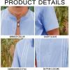 Runcati Mens Short Sleeve Guayabera Shirts Linen Cotton Button Down Mexican Embroidered Cuban Wedding Shirt Summer Beach Tops(05 Sky Blue)