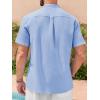 Runcati Mens Short Sleeve Guayabera Shirts Linen Cotton Button Down Mexican Embroidered Cuban Wedding Shirt Summer Beach Tops(05 Sky Blue)