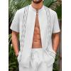 Runcati Mens Short Sleeve Guayabera Shirts Linen Cotton Button Down Mexican Embroidered Cuban Wedding Shirt Summer Beach Tops(05 White)