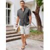 Runcati Mens Short Sleeve Linen Shirts Button Down Casual Texture Summer Beach Wedding Tops(Dark Gray)