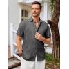 Runcati Mens Short Sleeve Linen Shirts Button Down Casual Texture Summer Beach Wedding Tops(Dark Gray)