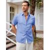 Runcati Mens Short Sleeve Linen Shirts Button Down Casual Texture Summer Beach Wedding Tops(Jean Blue)