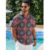 Runcati Mens Short Sleeve Shirts Button Down African Traditional Pattern Dashiki Shirt Casual Vintage Floral Hippie Tops(Army Green)