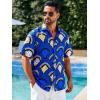 Runcati Mens Short Sleeve Shirts Button Down African Traditional Pattern Dashiki Shirt Casual Vintage Floral Hippie Tops(Blue)