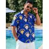 Runcati Mens Short Sleeve Shirts Button Down African Traditional Pattern Dashiki Shirt Casual Vintage Floral Hippie Tops(Blue)