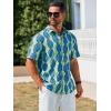Runcati Mens Short Sleeve Shirts Button Down African Traditional Pattern Dashiki Shirt Casual Vintage Floral Hippie Tops(Lake Blue)