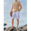 Runcati Mens Sleeveless Crewneck Tank Top Casual Mesh Hollow Out Cotton Knit Summer Beach T Shirt(Beige)